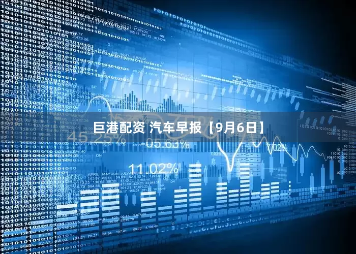 巨港配资 汽车早报【9月6日】